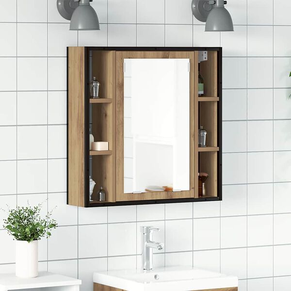 vidaXL Bathroom Mirror Cabinet Artisan Oak Engineered Wood Medium