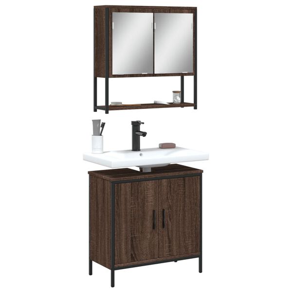 vidaXL Bathroom Furniture Set Brown Oak