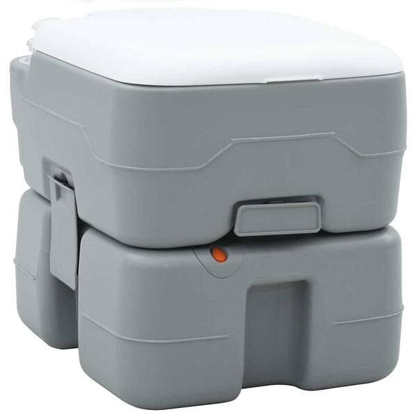 vidaXL Camping Toilet Manual Grey and White 16.34 x 14.37 x 14.76 in