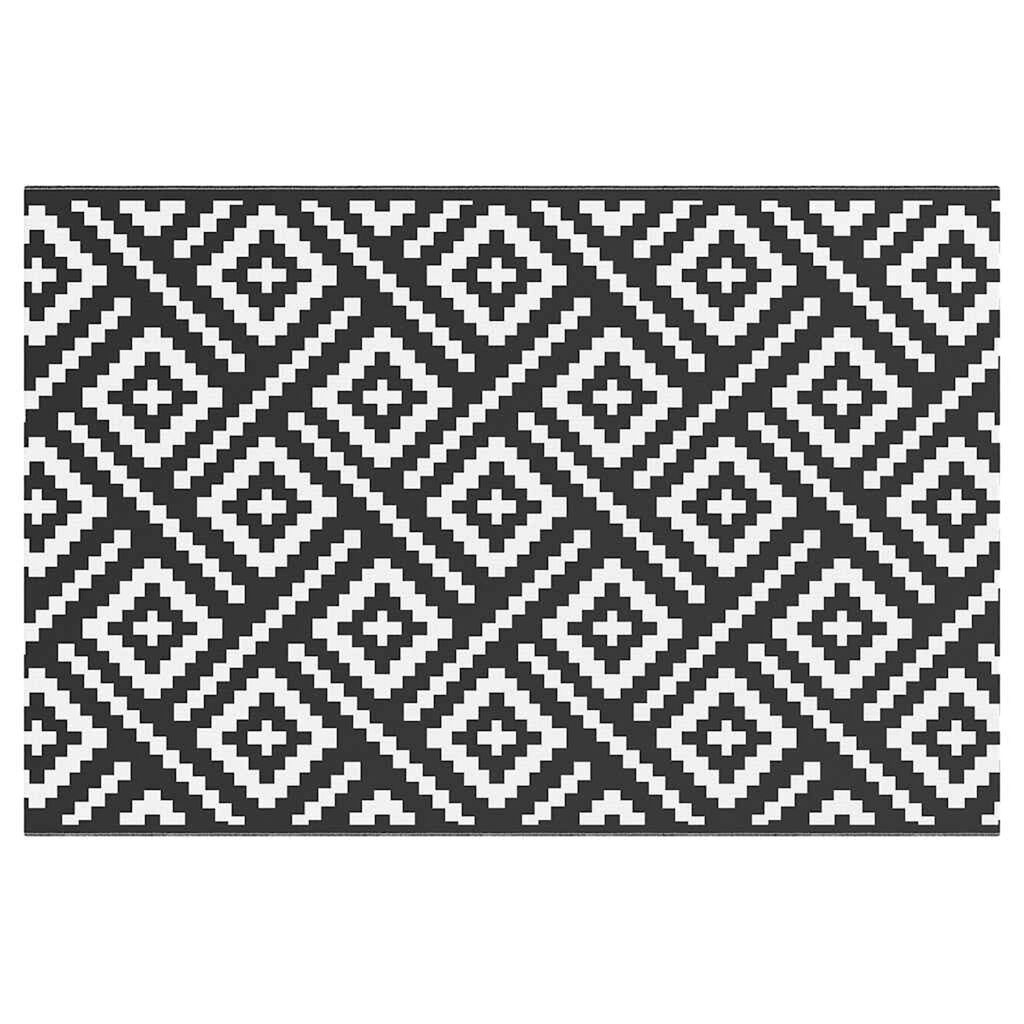 vidaXL Patio Carpet ARAKIL White and Black 47.2x70.9" PP