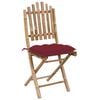 vidaXL Patio Chair Set of 2 Natural Bamboo, Wine Red Bamboo, Polyester