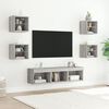 vidaXL TV Wall Unit Set of 7 Grey Sonoma Engineered wood, glass Large