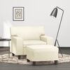 vidaXL Sofa Chair with Footstool Cream 23.6" Faux Leather