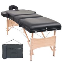 vidaXL 3-Zone Folding Massage Table 3.9" Thick Black