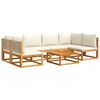 vidaXL Garden Sofa Set Beige Solid acacia wood, PE rattan, Polyester fabric