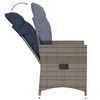 vidaXL Reclining Patio Chairs 2 pcs with Cushions Gray Poly Rattan