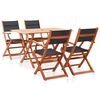 vidaXL Outdoor Dining Set Black Solid eucalyptus wood, textilene Medium