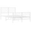 vidaXL Bed Frame White Steel Double Bed Frame Rectangular