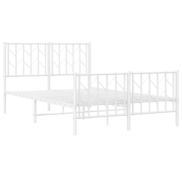 vidaXL Bed Frame White Steel Double Bed Frame Rectangular
