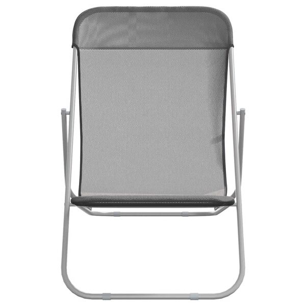 vidaXL Beach Chair Grey Textilene, Powder-coated Steel