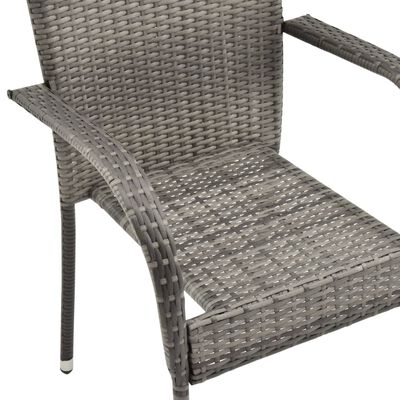 vidaXL Stackable Patio Chairs 6 pcs Gray Poly Rattan