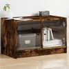 vidaXL TV Cabinet Smoked Oak Engineered Wood, Glass Medium TV Cabinet