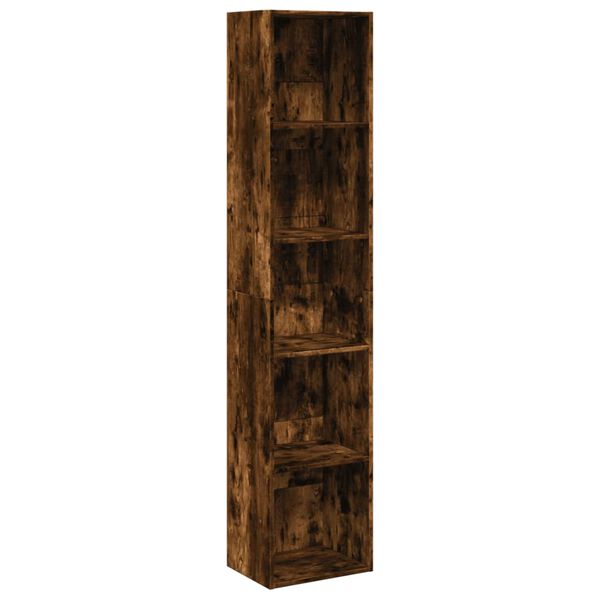 vidaXL Bookcase Smoked oak Engineered wood 15.7 x 11.8 x 74.4 in