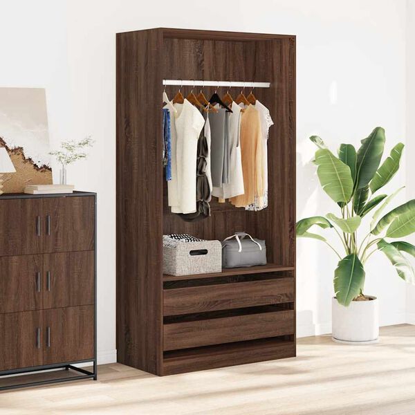 vidaXL Wardrobe Brown Oak Engineered Wood Compact Wardrobe Rectangular