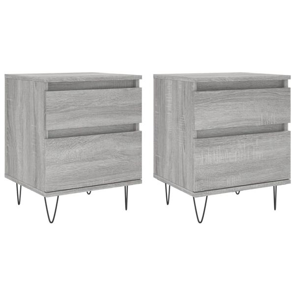 vidaXL Bedside Cabinet Set of 2 Grey Sonoma Engineered wood Medium
