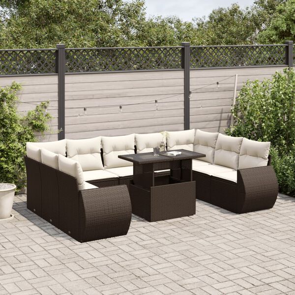 vidaXL Garden Sofa Set Brown