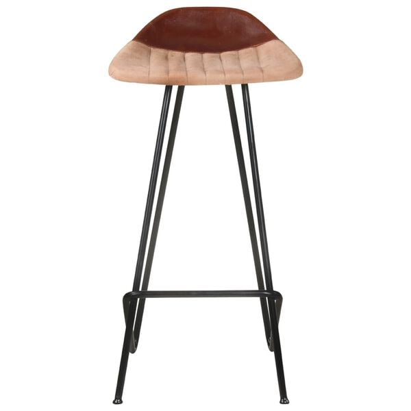 vidaXL Bar Stool Set of 4 Brown Real goat leather, powder-coated iron