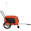 vidaXL Pet Bike Trailer Orange and Black Oxford Fabric, Iron, PVC Small