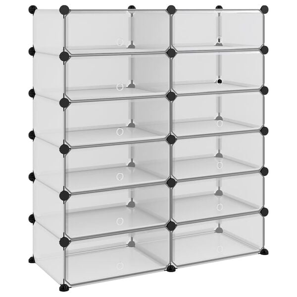 vidaXL Shoe Rack Transparent PP (Polypropylene), Steel Large Modular