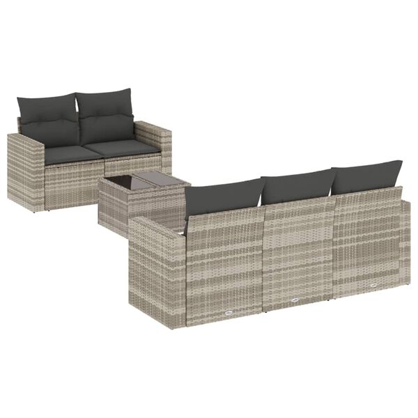 vidaXL Garden Sofa Set Set of 6 Light Grey, Dark Grey