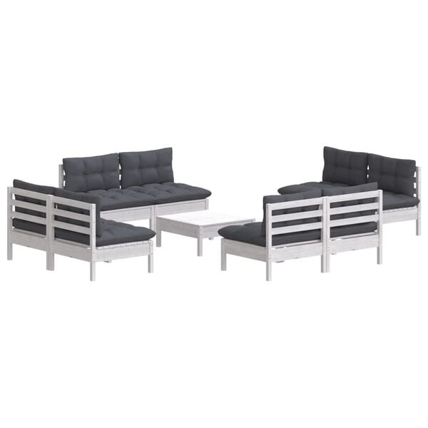 vidaXL Garden Lounge Set White, Anthracite