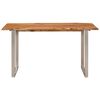 vidaXL Dining Table Natural, Silver Solid Acacia wood, Powder-Coated Iron