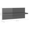 vidaXL Wall Shelf Set of 4 High gloss grey Engineered wood Small