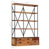 vidaXL Bookcase Brown, Black Solid Mango Wood, Powder-Coated Steel Large
