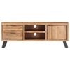 vidaXL TV Cabinet Natural wood Solid Acacia wood, Powder-Coated Steel