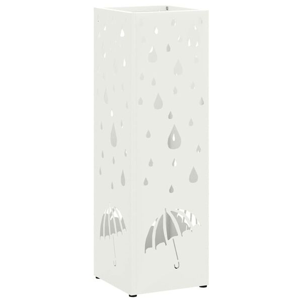 vidaXL Umbrella Stand White 15.5 x 15.5 x 49 cm Metal