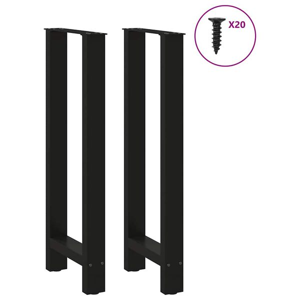 vidaXL Coffee Table Legs Set of 2 Black Powder-coated steel