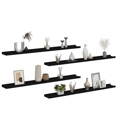 Single black wall shelf rail