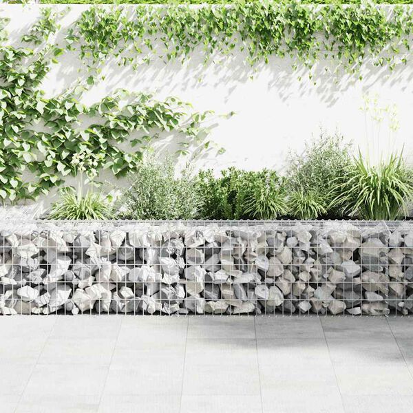 vidaXL Gabion Wall with Covers Galvanized Steel 236"x11.8"x19.7"