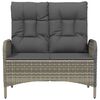 vidaXL Reclining Garden Bench Grey PE rattan 42.1 in wide
