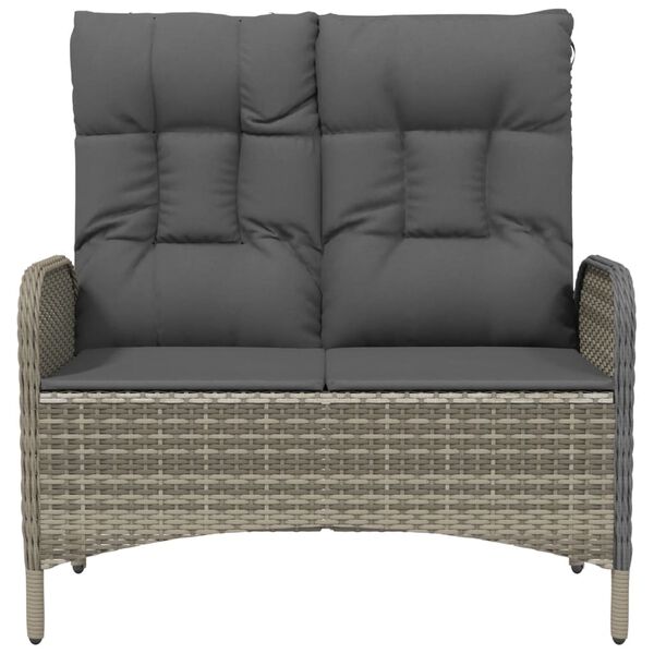 vidaXL Reclining Garden Bench Grey PE rattan 42.1 in wide