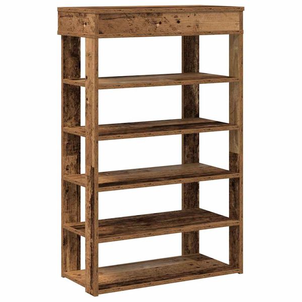 vidaXL Shoe Rack Old Wood Engineered Wood Slim Shoe Rack Rectangular