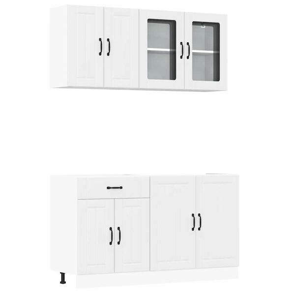 vidaXL Kitchen Cabinet Set White Engineered wood, Glass Large