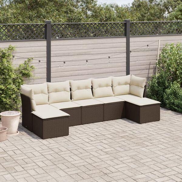 vidaXL Garden Sofa Set Brown, Cream White