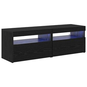 vidaXL TV Cabinet 2 pcs Black Oak 23.62 x 13.78 x 15.75 in
