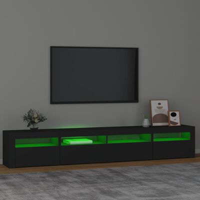 vidaXL TV Stand with LED Lights Black 94.5"x13.8"x15.7"