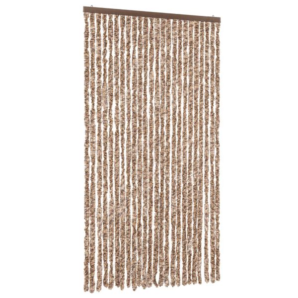 vidaXL Fly Curtain Beige and Dark Brown 39.4x90.6" Chenille