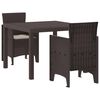 vidaXL Garden Dining Set 3 pcs Brown Polypropylene