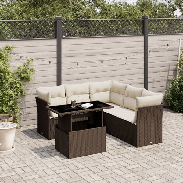 vidaXL Garden Sofa Set Brown and Cream White