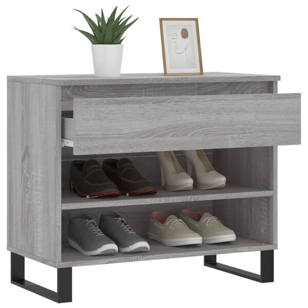 vidaXL Shoe Cabinet Grey Sonoma Engineered Wood Medium Shoe Cabinet