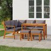 vidaXL Patio Dining Set Natural Wood Solid Acacia wood 6 Piece Modular