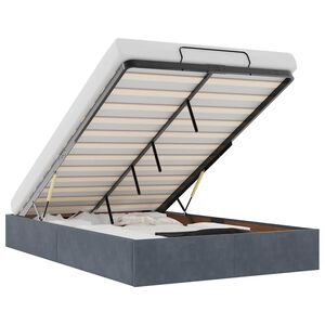 vidaXL Ottoman Bed Frame Dark Grey Velvet, Metal, Plywood, Engineered Wood