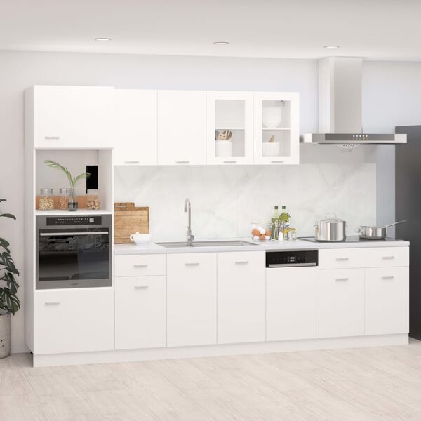 vidaXL Kitchen Cabinet Set White Engineered wood, Glass Large