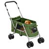 vidaXL Dog Stroller Green Linen fabric 39.4 x 19.3 x 37.8 in Foldable