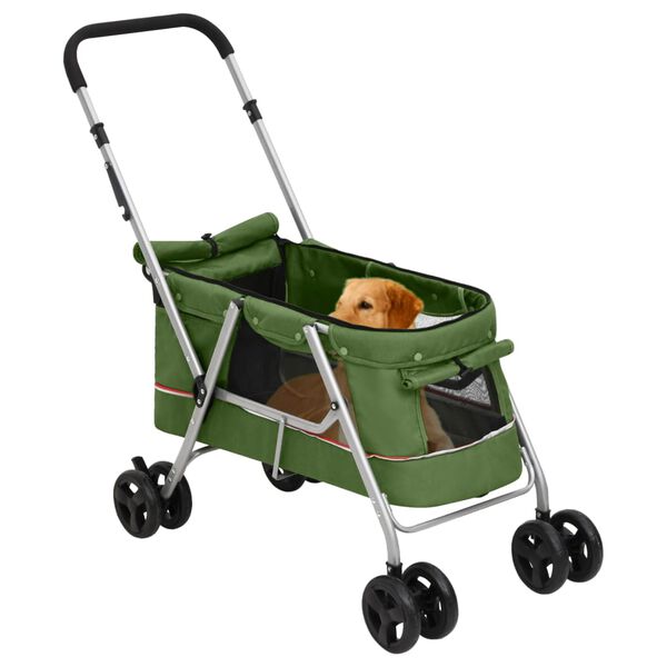 vidaXL Dog Stroller Green Linen fabric 39.4 x 19.3 x 37.8 in Foldable