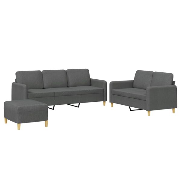 vidaXL Sofa Set Dark grey Fabric (100% polyester), metal, textilene, plywood